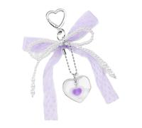 Tmboryuu Élégant ruban bowknot sac à dos porte-clés à la mode porte-clés élégant perle pendentif accessoire femme mode porte-clés, a
