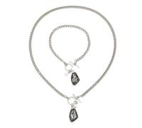 Tmboryuu Ensemble de bijoux 2 pièces collier et à facettes en acrylique moderniste, accessoires audacieux mais sophistiqués, collier et en acrylique Combo