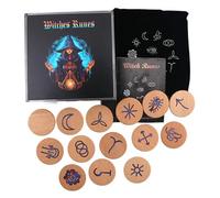 Tmboryuu Ensemble de Symboles en Bois sculptés à la Main pour la Divination avec Guide et de Rangement Ensemble de Symboles en Bois sculptés à la Main avec Instructions et de Rangement