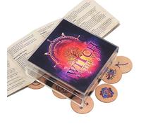 Tmboryuu Ensemble de Symboles en Bois sculptés à la Main pour la Divination avec Guide et de Rangement Ensemble de Symboles en Bois sculptés à la Main avec Instructions et de Rangement