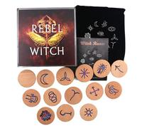 Tmboryuu Ensemble de Symboles en Bois sculptés à la Main pour la Divination avec Guide et de Rangement Ensemble de Symboles en Bois sculptés à la Main avec Instructions et de Rangement