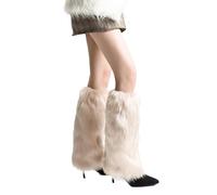 Tmboryuu Jambières en fourrure pour femme - Longues bottes d'hiver en fourrure - Costume de fête pelucheuse pour les vacances, les festivals, les spectacles, les jeux - Jambières longues, abricot, E40