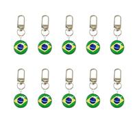 Tmboryuu Lot de 10 porte-clés tendance avec drapeaux de pays lumineux en alliage antirouille et verre, décoration de sacs à dos de football