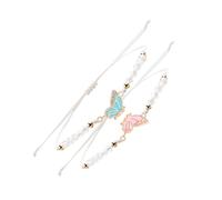 Tmboryuu Lot de 2 bracelets d'amitié pour filles et enfants - Élégant papillon - Fait à la main - Cadeau pour petite amie - Accessoires de mode, taille unique, Comme décrit