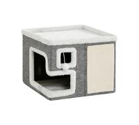 Tmboryuu Maison de lit Pliable pour Chats avec Conception à Deux Niveaux et griffoir, Lieu de Repos, Grotte pour Divers rangements faciles, Maison Grotte Pliable