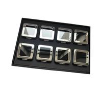 Tmboryuu Organisateurs de bijoux multi-compartiments avec couvercle en verre métallique pour exposition de diamants, pierres précieuses, plateau à bijoux rembourré en éponge