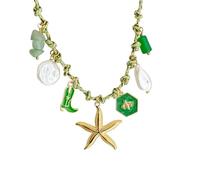 Tmboryuu Personalize Collier avec pendentif tortue étoile de mer avec chaîne de corde réglable plaqué or bijoux de plage, taille unique, Comme décrit, Comme décrit