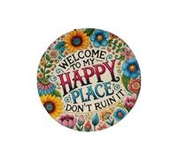 Tmboryuu Plaques de bienvenue en bois « Welcome to Happy Place » pour porte d'entrée - Décorations murales à suspendre pour intérieur et extérieur