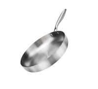 Tmboryuu Poêle à fond plat antiadhésive pour frire des œufs de steak S Répartition homogène de la chaleur Wok en acier inoxydable non enduit Ustensiles de cuisine Poignée ergonomique Poêle à frire