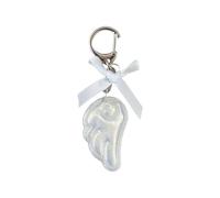 Tmboryuu Porte-clés Dreamy Sweet avec nœud papillon et aile - En alliage léger - À suspendre - Pour un usage quotidien, blanc, taille unique