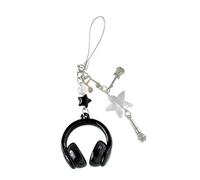Tmboryuu Porte-clés tendance en forme de note de musique avec breloque casque - Cordon de téléphone léger pour sacs à dos, cadeaux et essentiels de voyage - Porte-clés portable sur le thème de la