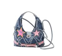 Tmboryuu Sac à main pour femme avec étoile à cinq branches - Sac à bandoulière en jean - Sac à bandoulière simple pour voyage quotidien - Bandoulière étoile à cinq branches pour femme - Denim - Épaule