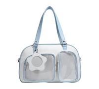 Tmboryuu Sac de présentation transparent spacieux sous les bras Sac à bandoulière Sac à main en PU Sac à main pour les amateurs de mode Ergonomique Femme, blanc/bleu, One Size