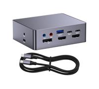 Tmboryuu Station d'accueil 16 en 1 à plusieurs ports avec 4K HDTV DisplayPort double moniteurs design en métal pour ordinateur portable PC Station d'accueil multi-écrans pour ordinateur portable