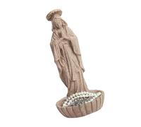 Tmboryuu Statue Artistique de la Dame de Lourdes, de Chapelet en résine, Souvenirs catholiques pour la réflexion spirituelle et Plateau de Rangement de Bijoux, de Chapelet