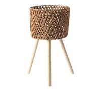 Tmboryuu Support pour plantes avec pieds en bois - Étagère de rangement pour pots de fleurs tissés à la main - Étagère décorative pour plantes grasses, rotins