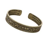 Tmboryuu tibétain en cuivre robuste avec mantras bouddhistes gravés pour la chance et les protections, bijoux mantra réglables peints à la main
