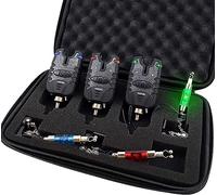 TMC Lot de 3 détecteurs de touche lumineux pour pêche à la carpe avec LED rouge, bleu et vert, résistant à l'eau