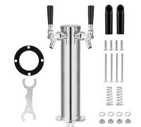 TMCRAFT Distributeur de tour de bière à double robinet, kit distributeur de tour de bière en acier inoxydable poli avec tube pré-assemblé et tiges de robinet à fermeture automatique pour fêtes, bars,