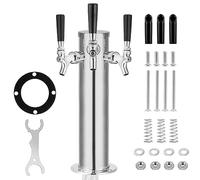 TMCRAFT Distributeur de tour de bière à triple robinet, kit distributeur de tour de bière en acier inoxydable poli avec tube pré-assemblé et tiges de robinet à fermeture automatique pour fêtes, bars,