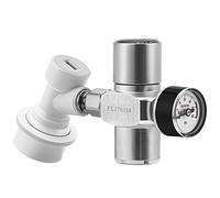 TMCRAFT Keg Charger Regulator, Upgraded 0-60PSI Pressurized Beer Mini Keg Regulator with 3/8" Thread and Gas Ball Lock Quick Disconnect Set for Homebrew Keg