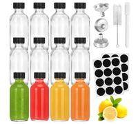 Tmefoy 12 pièces de petites bouteilles à remplir de type shot, 60 ml de petites bouteilles en verre à remplir, petites bouteilles de schnapps, brosse de nettoyage, stylo, entonnoir et étiquettes pour