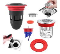Tmefoy Lot de 3 siphons anti-odeurs pour douche et bonde, 32-55mm Siphon universel avec adaptateur, bouchon anti-odeurs pour salle de bain, cuisine, sous-sol, bouche écoulement bouchon anti-retour