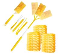 Tmefoy Lot de 30 plumeaux jetables à double poignée, 360 °, compatibles avec Swiffer, avec tige télescopique pour nettoyer les poils d'animaux et la poussière