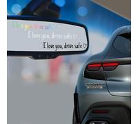 Tmefoy Lot de 6 autocollants de miroir « I Love You Drive Safe Drive Safe Safe Safe » + emblème de vieil homme, en vinyle, pour rétroviseur de voiture, décoration de voiture, cadeau pour conducteurs