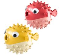 Tmeng Balles pour chien avec son de cloche, jouets interactifs pour chien, jouets distributeurs de friandises, balles en caoutchouc élastique pour chats de petite, moyenne et grande taille (jaune +