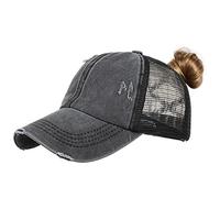 TMEOG Casquette de Baseball Femme, Casquettes de Baseball Ajustée Mesh Fille Queue De Cheval Casquette Chapeaux(Noir2)