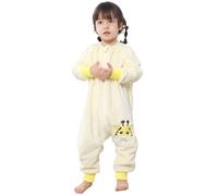 TMEOG Gigoteuse a Pied Tog 2 Hiver Surpyjama Bebe Turbulette avec Pied Combinaison Pyjama Polaire Enfant Pilou Pilou Grenouillere Manches Longues Dors Bien pour Bébé Garçon Fille 1-6 Ans(Jaune,90)