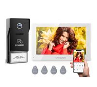 TMEZON Kit 2 Fils Visiophone Connecté Interphone Vidéo Filaire,7" Ecran Couleur TFT LCD,1080P Sonnette vidéo avec Caméra,Portier vidéo,Déverrouillage de Porte/Portail à Distance,RFID Carte Badges,Y73