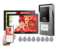 TMEZON M790 Visiophone connecté WiFi, Interphone Vidéo Filaire 2 Fils avec deux moniteurs,Ecran Tactile couleur 7", 1080P Sonnette Vidéo Vision Nocturne, Déverrouillage à Distance,Audio Bidirectionnel