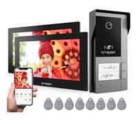 TMEZON M790 Visiophone sans Fil 2 Familles,Interphone Vidéo Connecté 2 Fils avec 2 Moniteurs Tactiles IP,Sonnette Filaire Extérieur à Vision Nocturne, Ouverture Porte par Badges/App