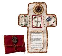 TMFGLERI Cadeau de Poche avec Croix en Argent Incluse, autel de Poche brodé à la Main pour la prière, Cadeau chrétien pour la prière. (1pcs)