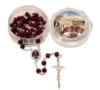 TMFGLERI Chapelet en bois parfumé aux pétales de rose rouge du Pape Léon XIV, premier pape américain de 2025, chapelet catholique en bois fait main, idéal pour les fidèles catholiques (1pcs)