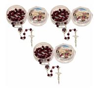 TMFGLERI Chapelet en bois parfumé avec pétales de rose rouges du pape Léon Xiv, premier pape américain 2025, chapelet catholique en bois fait à la main, idéal pour les fidèles catholiques (3 pièces)
