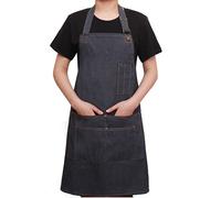 TMHX Tablier en denim, tablier de travail multifonctionnel réglable avec poches à outils avec pour barbier peintre artisan jardinier coiffeur barista tablier en denim anti. (bleu B) 75-68CM