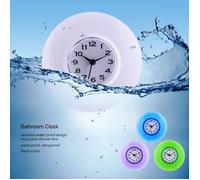 TMISHION horloges murales Salle de bain cuisine miroir ventouse horloge murale douche étanche Quartz horloges linge pendule Blanc