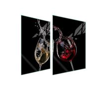 TMK ArtDeko Cache-plaque de cuisson 70 x 52 cm - 2 pièce - Protection contre les éclaboussures - Planche à découper - Vin