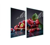 TMK ArtDeko Cache-plaque de cuisson 70 x 52 cm - 2 pièce - Protection contre les éclaboussures - Planche à découper - fruit