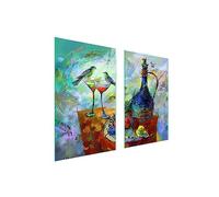 TMK ArtDeko Cache-plaque de cuisson 75 x 52 cm - 2 pièce - Protection contre les éclaboussures - Planche à découper - Vin