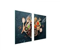 TMK ArtDeko Cache-plaque de cuisson 75 x 52 cm - 2 pièce - Protection contre les éclaboussures - Planche à découper - Épices