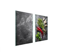 TMK ArtDeko Cache-plaque de cuisson 75 x 52 cm - 2 pièce - Protection contre les éclaboussures - Planche à découper - le Chili