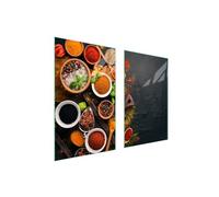 TMK ArtDeko Cache-plaque de cuisson 75 x 52 cm - 2 pièce - Protection contre les éclaboussures - Planche à découper - Épices