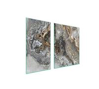 TMK ArtDeko Cache-plaque de cuisson 90 x 52 cm - 2 pièce - Protection contre les éclaboussures - Planche à découper - Marbre