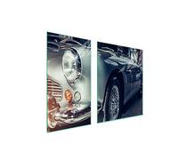 TMK ArtDeko Cache-plaque de cuisson 90 x 52 cm - 2 pièce - Protection contre les éclaboussures - Planche à découper - voiture