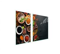 TMK ArtDeko Cache-plaque de cuisson 90 x 52 cm - 2 pièce - Protection contre les éclaboussures - Planche à découper - Épices
