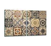TMK ArtDeko Plaque de protection pour plaque de cuisson 2 pièces 40x52 cm - Pare-éclaboussures & couvre-plaque - Protection de cuisinière en verre de sécurité - Robuste, hygiénique & antidérapant